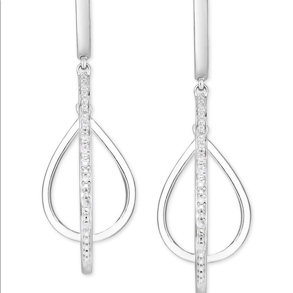 Diamond interlocking Drop Earrings Brand New - Picture 5 of 10